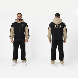 Custom Men's Oversized Drop Shoulder Tracksuit | Tri-Tone Color <b>Block</b> Fleece Jogger Set - Product Image 5