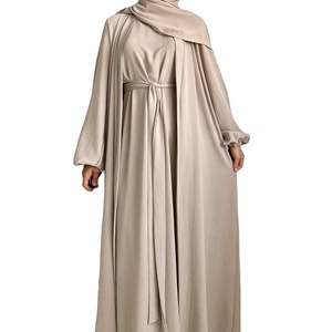 Abaya islamique traditionnelle caftan ouvert sur le devant Abaya 2 pièces respirante pour femmes musulmanes Abaya élégante et modeste pour femmes vêtements musulmans - Product Image 1