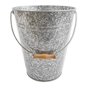 Cubo de Metal Galvanizado al por Mayor con Asa de Madera, Cubo Decorativo Estilo Rústico Vintage para Baño u Oficina - Product Image 1