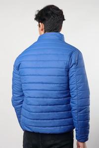 Veste matelassée bleue pour homme, col montant, fermeture éclair, couleur unie, style décontracté, matière polyester - Product Image 3