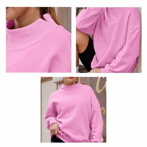 Women Zeta Greek Apparel <b>Mock</b> <b>Neck</b> Sweatshirt Oversized Crew <b>Neck</b> Chenille Letter Embroidery Cotton Fleece College Wear - Product Image 3