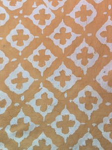Tissu en coton imprimé à la main, motif abstrait beige moutarde, léger et écologique, style indien moderne, fait main - Product Image 2