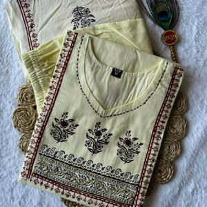 Conjunto de Kurta, Pantalón y Dupatta de Algodón Puro para Mujer, Kurti de Diseño Moderno con Salwar Kameez Estilo Pakistaní, Traje Étnico - Product Image 1