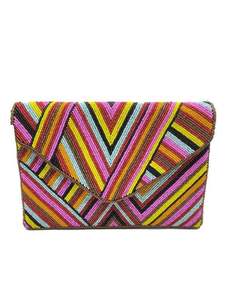 Bolso de mano bordado con cuentas multicolor, diseño intrincado, motivo floral artesanal, cuentas pequeñas cosidas a mano - Product Image 2