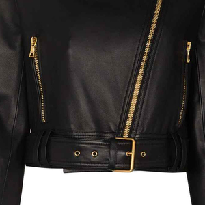 Wholesale High Quality Custom Color Genuine <b>Leather</b> <b>Jackets</b> Belt Design Fashion Women Black <b>Leather</b> <b>Jacket</b> Genuine <b>Leather</b> - Product Image 5