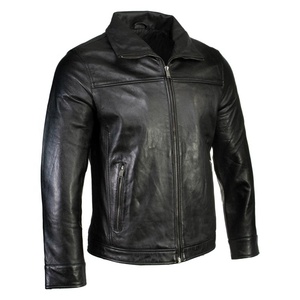OEM Custom <b>Men's</b> Fashion Reversible Sheep Skin Leather Biker <b>Jacket</b> Stand Winter Breathable Fleece <b>Letter</b> Pattern Motorcycle - Product Image 1