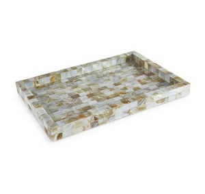 Indian Manufacturing White Mother of Pearl Serving Tray At Competitive Price Luxrury Modern <b>MOP</b> Tray From India - Product Image 2