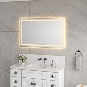 Specchio LED da Bagno 48 X 30 Pollici con Illuminazione Frontale e Posteriore, Montaggio a Parete, Cornice in Alluminio, Antiappannamento, Memoria, 3 Anni di Garanzia - Product Image 1