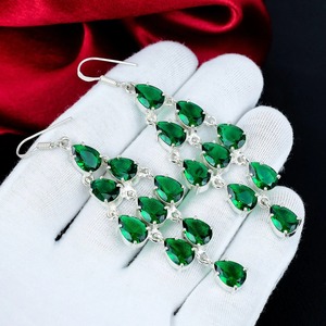 Boucles d'oreilles pendantes en tourmaline verte, argent sterling 925, pierre précieuse tourmaline verte, bijoux en argent faits à la main pour femmes - Product Image 6