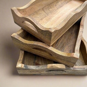 Handmade Natural Wooden Serving <b>Tray</b> Rectangle Wabi Sabi Design Unfinished Wood Tableware <b>Storage</b> <b>Tray</b> for Kitchen Home Office - Product Image 6