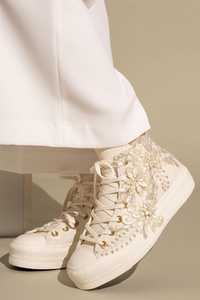 Zapatillas Deportivas Modernas para Mujer, Color Morado, con Lentejuelas y Cuentas, Bordadas a Mano, con Plataforma, Casuales, para Caminar, Calzado Personalizado - Product Image 4