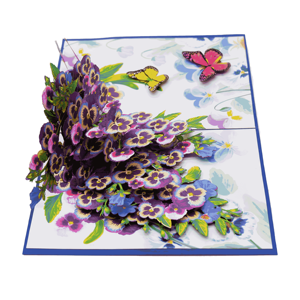 Pansy Flower Pop up Card Animal Style Hecho a mano Personalizable 3D Laser Cut Paper Craft con impresión offset Vietnam - Product Image 3