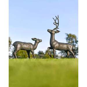 Figurines de cerfs en bronze grandeur nature, décoratives, faites à la main, style antique, paire de sculptures de rennes, articles de décoration de Noël pour la maison - Product Image 1