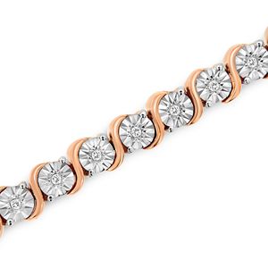 Bracciale Tennis con Diamanti 1/4 Cttw a Maglia S, in Argento Sterling .925, Colore I-J, Purezza I2-I3, 7 Pollici, Bracciale Charm alla Moda - Product Image 3