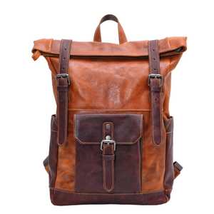 Professional Office Leather <b>Roll</b> Top <b>Backpack</b> 15.6 Inch Laptop Rucksack For Wholesale Business Buyers LTBP-0260 - Product Image 3
