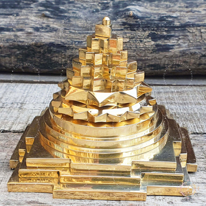 Handcrafted Brass Shri Yantra Meru Yantra Pyramid Spiritual Hindu <b>Pooja</b> <b>Mandir</b> Home Temple Tabletop Decor Religious - Product Image 5