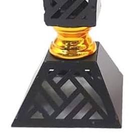 Portable Hexagonal Wood Mabkhara Personal Incense Box with Secure Latch and Heat Resistant Metal Tray for Meditation - Product Image 3