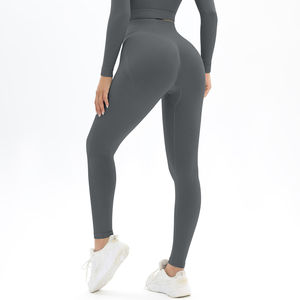 Ensemble de leggings de sport sans couture pour femmes, longueur intégrale, respirant, antibactérien, séchage rapide, polyester/nylon, taille haute, devant - Product Image 6