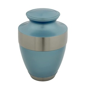 Elegant Cremation Urn with Silver Band for Human Ashes <b>Memorial</b> <b>Keepsake</b> Funeral Urn - Product Image 1