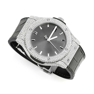 Montre à quartz en acier inoxydable avec finition miroir, sertie de moissanite, style hip-hop, bracelet de 20 mm, cadran en verre - Product Image 3