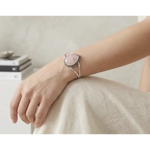 Handcrafted Rose Quartz Beaded <b>Bracelet</b> Natural Crystal Gemstone Love Bangle Wholesale in India for Gifts - Product Image 2