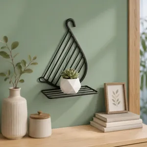 Support mural en métal pour plantes, noir, décoratif, étagère pour pots de fleurs d'intérieur et d'extérieur, balcon, jardin - Product Image 4