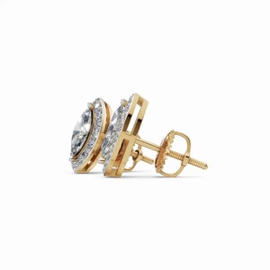 Boucles d'oreilles en or blanc avec diamants taille marquise, diamants naturels certifiés GIA, style classique pour mariage féminin - Product Image 3