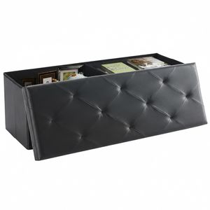 43" <b>Foldable</b> Storage Ottoman <b>Bench</b> with Padded Seat 660Lbs Capacity PVC Workshop Stool - Product Image 1