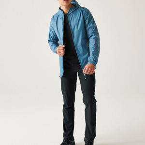 Veste coupe-vent imperméable à capuche bleue pour homme, décontractée, fermeture éclair, légère, en polyester, pour le printemps - Product Image 3