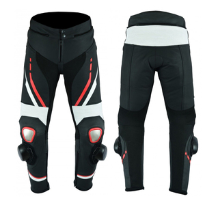 Pantalones de Motocicleta de Cuero Negro para Hombre, Pantalones de Montar Transpirables Rojos, Impermeables, Resistentes al Viento, para Invierno, para Todas las Carreras - Product Image 1