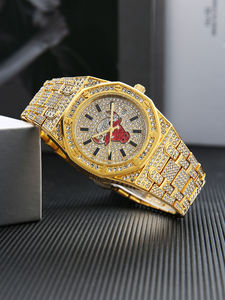 Reloj de Cuarzo con Incrustaciones Doradas, Caja Irregular, Correa de Cristal, Visualización de Fecha, Unisex, para Negocios y Fiestas - Product Image 4