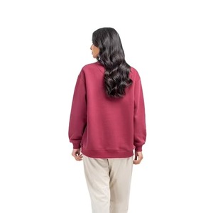 Sudadera de Cuello Redondo para Mujer, Color Sólido, 100% Algodón, Tejido de Punto, Manga Larga, Corte Regular, para Otoño, Ecológica, Resistente al Viento, Forrada - Product Image 3