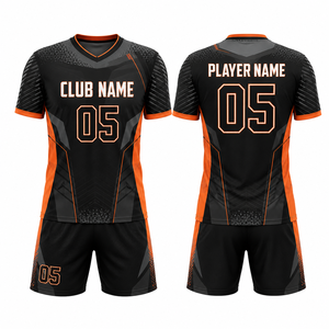 Maillot de volley-ball unisexe personnalisé noir et orange, imprimé par transfert thermique, respirant, léger, durable, confortable, uniforme d'équipe adulte - Product Image 1