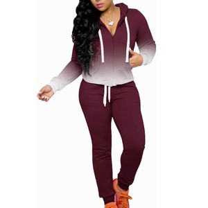 Ensemble de survêtement blanc pour femme, couleur unie, manches longues, fermeture éclair, pantalon décontracté, taille plus, automne, 100% coton - Product Image 6