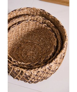 Set of 3 decorative seagrass <b>baskets</b> for home Handmade <b>Storage</b> <b>Basket</b> Wholesale eco-friendly Made in Vietnam - Product Image 4