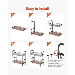 Organizzatore Pieghevole per Caffè con 12 Ganci Mobili e 2 Ripiani per Bancone, Porta Tazze Multifunzionale, Stazione Caffè - Product Image 6