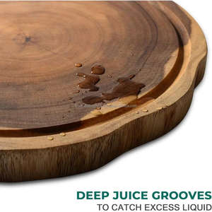 Planche à découper en bois de voyage de camping Forme ronde en bois écologique Planche à découper personnalisée Finition naturelle et logo personnalisé - Product Image 6