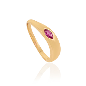 Bague unisexe empilable en or jaune massif 14 carats avec rubis et motif ondulé, dernier design, best-seller, collection Gypsy, par le fabricant de bijoux - Product Image 3