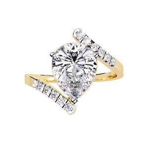 IGI Certified 2.50 Carat Pear Cut Lab Grown Diamond Ring Rose Gold Spiral Design Womens Engagement Bridal Jewelry - Product Image 1