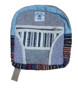 mini Pure Hemp Natural Color Backpack Handmade Nepal Handmade Cotton fabric Hemp Backpack Wholesale - Manufacture and Exporte
