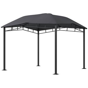 10FT X 10FT Soft Top Patio Gazebo Outdoor <b>Canopy</b> with Geometric <b>Roof</b> All Weather Steel Frame Gray Powder Coated Arbour - Product Image 1