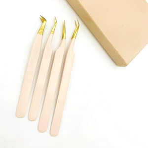 Meilleures pinces à extensions de cils en acier inoxydable, étiquette personnalisée, outils de beauté en gros avec embouts volume et fibre, en vente - Product Image 5