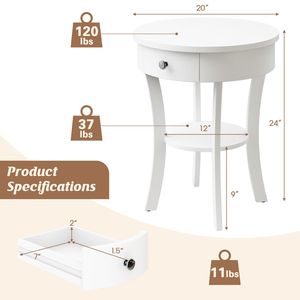 Tavolo rotondo a 2 livelli con mobili da soggiorno in legno a cassetto aperto - Product Image 6