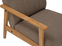 Fauteuil de salon ergonomique de style moderne, durable, avec cadre en bois massif naturel, accoudoirs et revêtement en polyester léger pour la maison ou le bureau