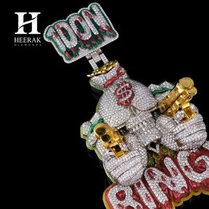 Wholesale Hip Hop Iced Out Money <b>Bag</b> Pendant Necklace 3D Custom Dual Gun Skull Diamond Pendant Dripping Enamel Script Letter - Product Image 3