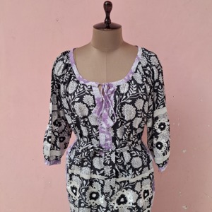 Floral Printed Embroidered Maxi <b>Dress</b> Tie Neck <b>Long</b> Sleeve Regular Eco-Friendly Casual Woven Women's All Seasons Breathable - Product Image 3