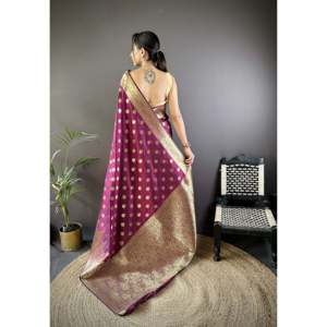 Sari de Seda Lichi Vaishali Banarasi - Sari Tradicional Tejido a Mano - Product Image 6