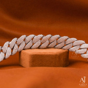 Bracelet chaîne en argent 925 plaqué rhodium avec moissanite taille brillant rond micro-incrusté, unisexe, luxe, pour usage quotidien - AARVA JEWELS - Product Image 4