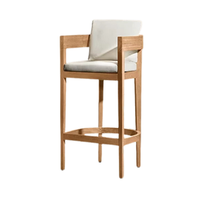 Chaise de bar d'extérieur de luxe en teck massif, accoudoir incurvé de qualité supérieure, design ergonomique, résistante aux intempéries, mobilier moderne pour villas et complexes hôteliers - Product Image 1