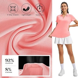 Camiseta Informal para Mujer, de Algodón Suave y Poliéster, de Secado Rápido, Transpirable, Elástica, Cómoda para Uso Diario, Oficina, Trabajo, Escuela - Product Image 4